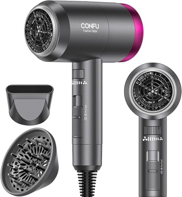 CONFU Ionic Blow Dryer 1600W, Portable Lightweight Fast Drying Negative Ion Hairdryer (50% off limited time deal)