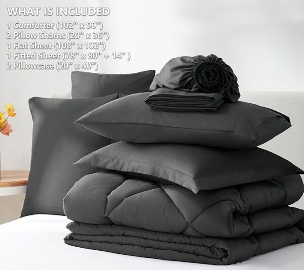CozyLux King Bed in a Bag 7-Piece Comforter Set with Comforter, Pillow Shams, Flat Sheet, Fitted Sheet and Pillowcases (38% off limited time deal) - Image 2