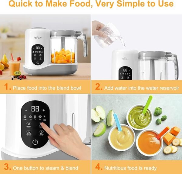 BEAR 2024 Baby Food Maker | One Step Baby Food Processor Steamer Puree Blender - Image 2