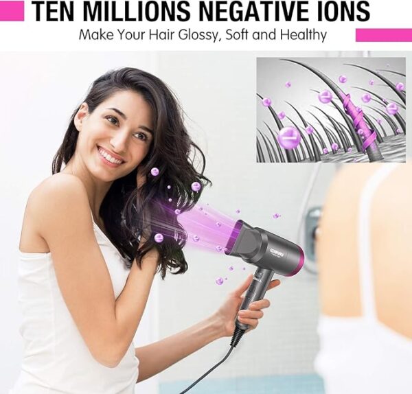 CONFU Ionic Blow Dryer 1600W, Portable Lightweight Fast Drying Negative Ion Hairdryer (50% off limited time deal) - Image 2