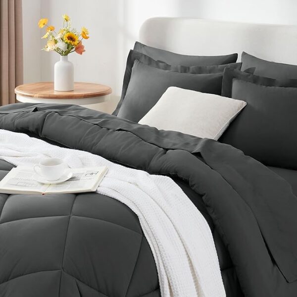 CozyLux King Bed in a Bag 7-Piece Comforter Set with Comforter, Pillow Shams, Flat Sheet, Fitted Sheet and Pillowcases (38% off limited time deal) - Image 3