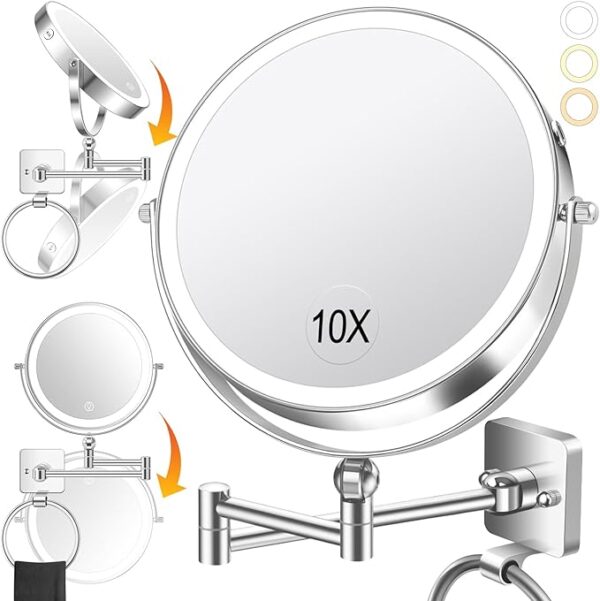 360° Rotation Adjustable 10x Large Wall Mounted Makeup Mirrror (55% off limited time deal)