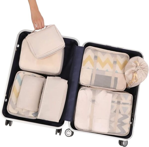 BAGAIL 8 Set Packing Cubes Luggage Organizer Bags for Travel Accessories-Cream - Image 4