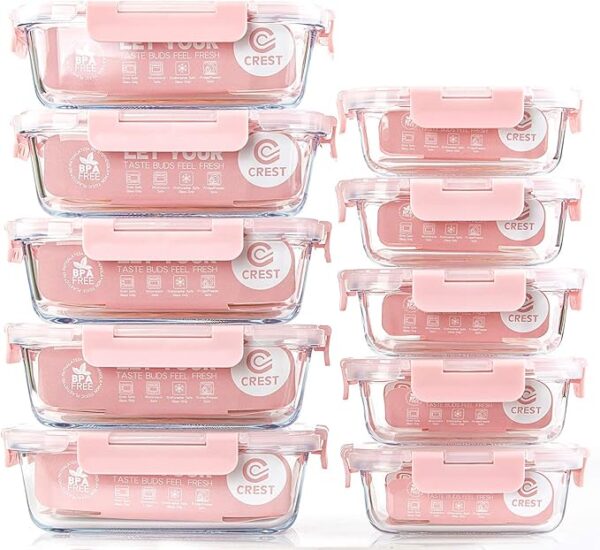 [10 Pack] Glass Meal Prep Containers