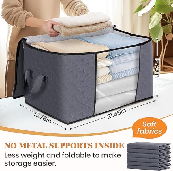 Fab totes 6 Pack Clothes Storage, Foldable Thick Fabric Blanket Storage Bags - Image 3