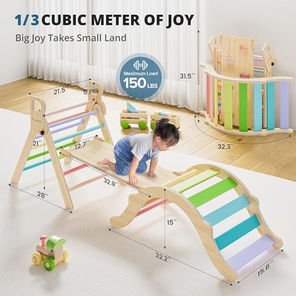 BlueWood Pikler Triangle Set, Toddler Wooden Climbing Toys Indoor 7in1 (72% off with coupon + code 45J378NO , limited time deal) - Image 3